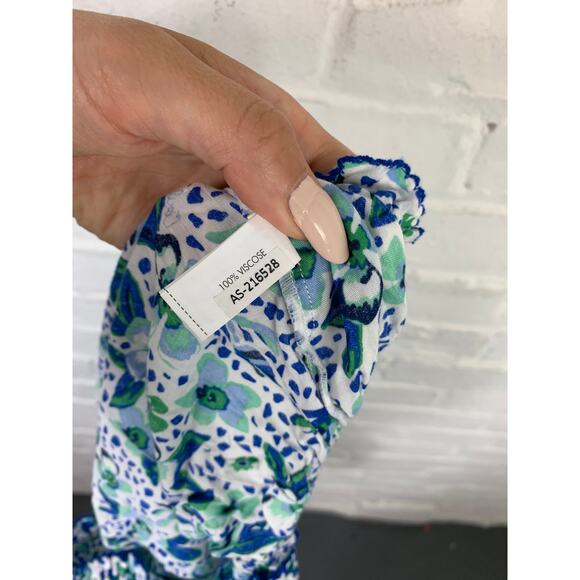 Poupette St Barth Camilla Off-The-Shoulder Crop Top Blue Monaco Size Medium - Picture 6 of 7